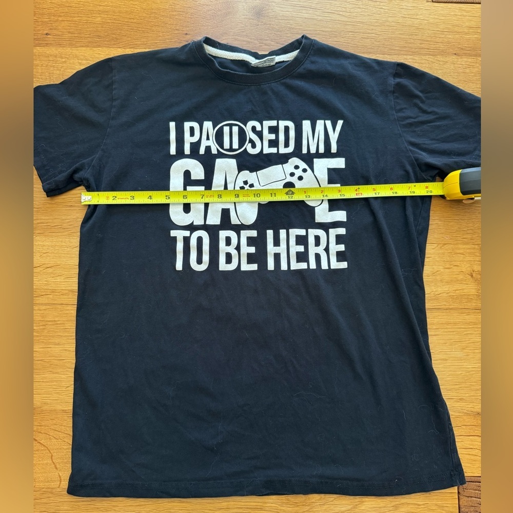 I Paused My Game To Be Here Black Graphic Gamer T-Shirt Men’s Large 21” Chest - Picture 2 of 4